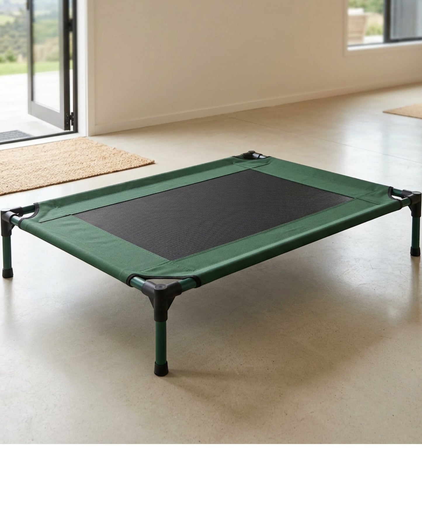 Yfbkn Large Aluminum Frame Mesh Dog Cot Forest Green 44 Inch - Lifestyle view