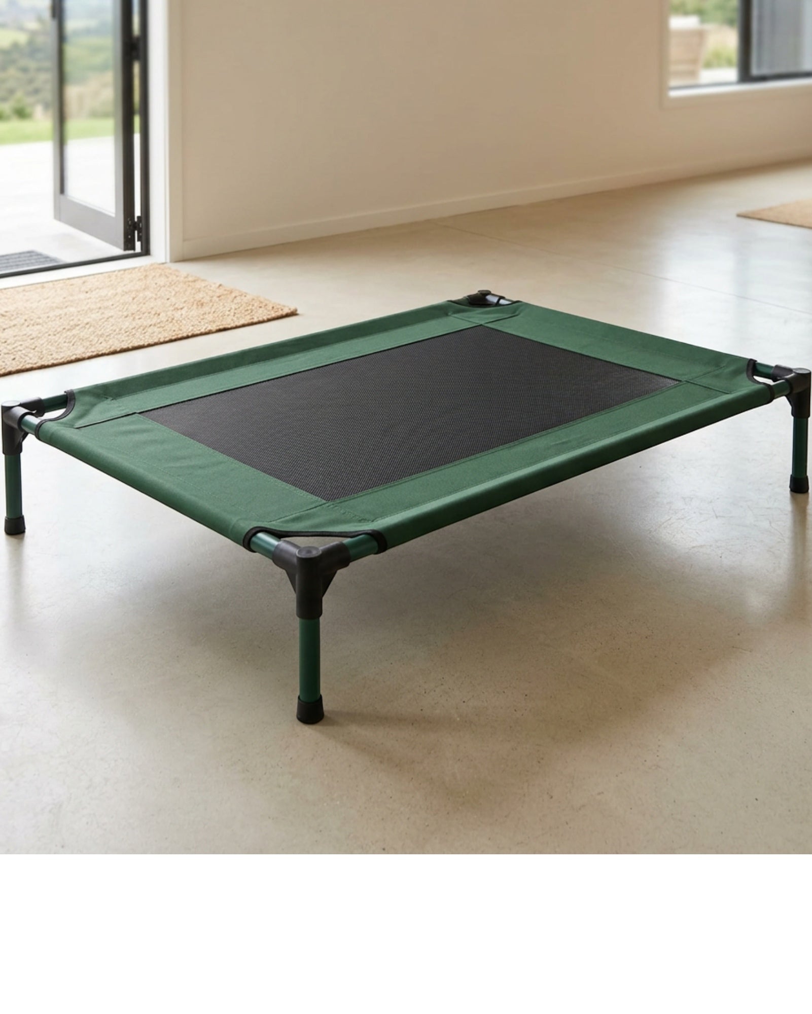 Yfbkn Large Aluminum Frame Mesh Dog Cot Forest Green 44 Inch - Lifestyle view