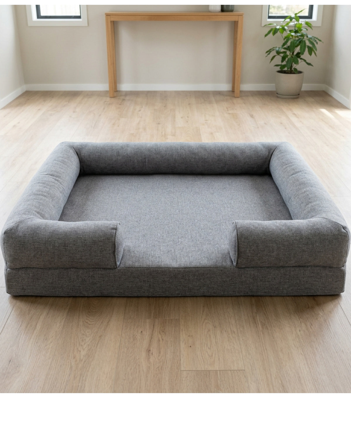 Yfbkn Large Four Bolster Dog Bed Heather Gray 42 Inch - Lifestyle view